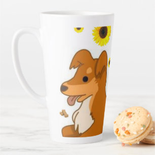 Caneca De Café Latte Caneca de Latte com Cachorro de Girassol