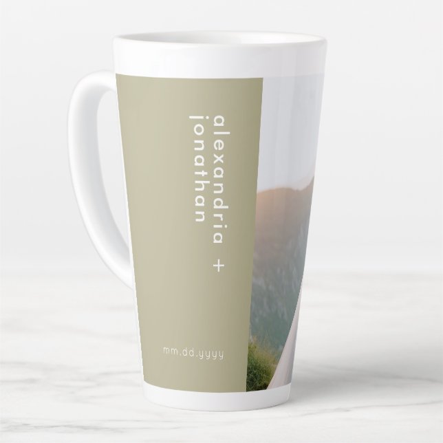 Caneca De Café Latte Caneca de Latte com Foto e Texto Personalizados Ve (Ângulo esquerdo)