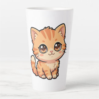 Caneca De Café Latte Caneca de Latte com Gatinho Malhado Laranja Fofa
