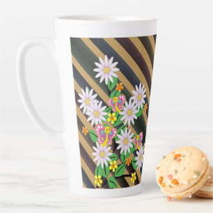 Caneca De Café Latte Caneca de Latte com Listra de Borboleta Floral