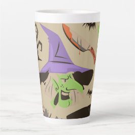 Caneca De Café Latte Caneca de latte com padrão vintage de Halloween