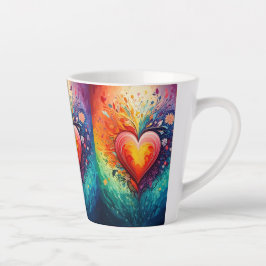 Caneca De Café Latte Caneca de Latte Coração Arco-íris