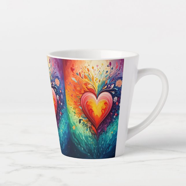 Caneca De Café Latte Caneca de Latte Coração Arco-íris (Direita)