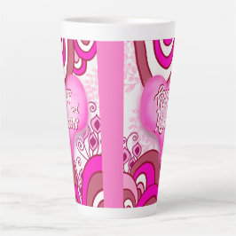 Caneca De Café Latte Caneca de Latte Coração Retro Abraços e Beijos