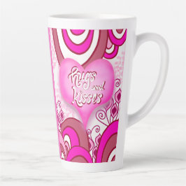 Caneca De Café Latte Caneca de Latte Coração Retro Abraços e Beijos
