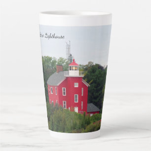 Caneca De Café Latte caneca de latte da Marquette Harbor Lighthouse