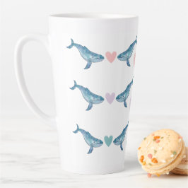 Caneca De Café Latte Caneca de latte de 510ml com baleia jubarte e cora
