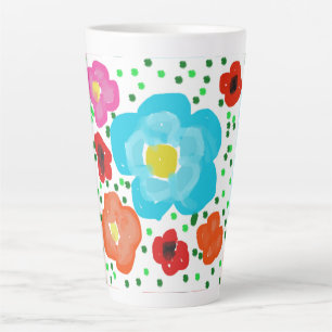 Caneca De Café Latte Caneca de Latte de Cerâmica Floral Abstrata Brilha