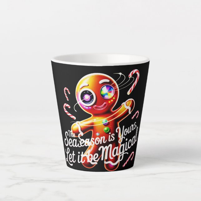 Caneca De Café Latte Caneca de Latte de Gengibre Cósmico Natal Mágico (Frente)