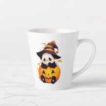 Caneca de Latte de Halloween de Panda Fofo | Panda