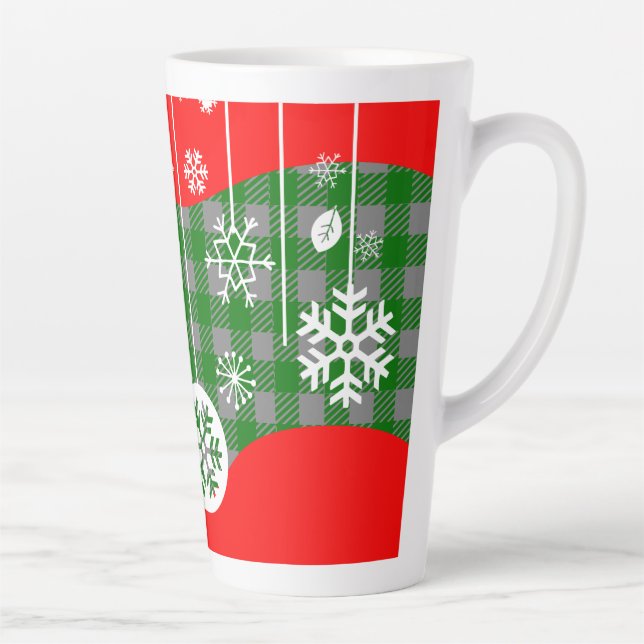 Caneca De Café Latte Caneca de Latte de Natal – Ornamentos Brancos (Direita)