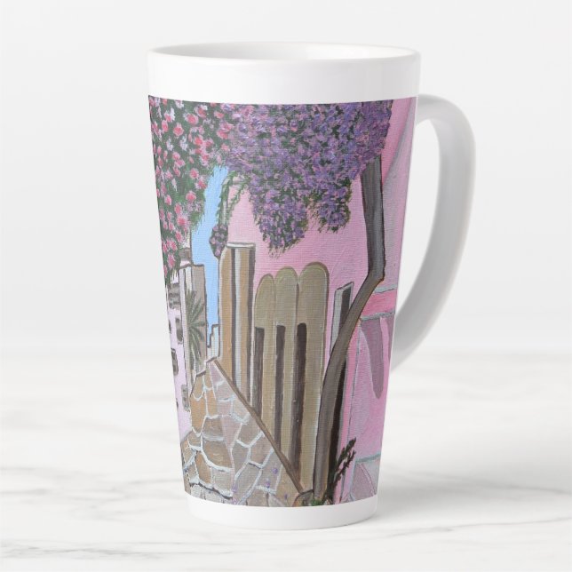 Caneca De Café Latte caneca de latte de Santorini Grécia (Ângulo direito)