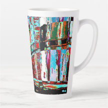 Caneca de Latte – Design Abstrato de Colapso e Ref