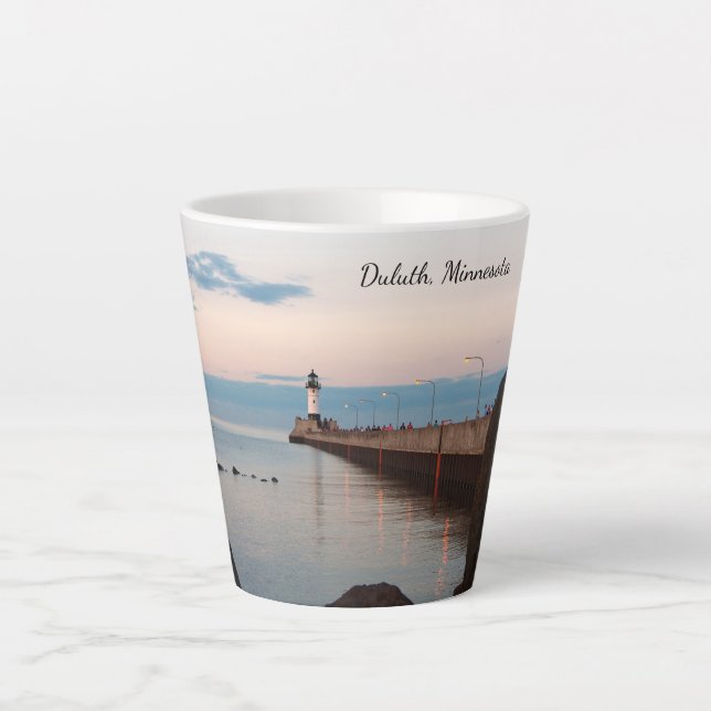 Caneca De Café Latte Caneca de latte Duluth North Pier Light (Frente)