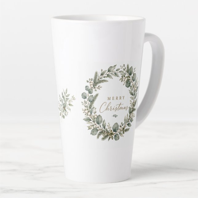 Caneca De Café Latte Caneca de Latte Elegante de Eucalipto Botânico (Ângulo direito)
