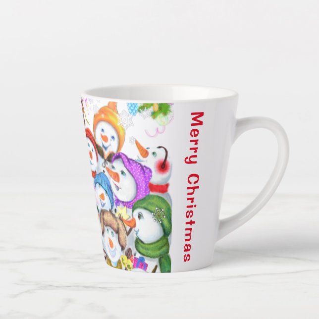 Caneca De Café Latte Caneca de Latte Feliz Natal Boneco de Neve (Direita)