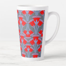Caneca De Café Latte Caneca de Latte Flor de Campainha Vermelha | One O