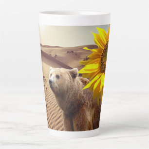 Caneca De Café Latte Caneca de Latte Flor de Girassol Urso