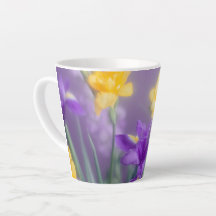Caneca de latte floral de primavera