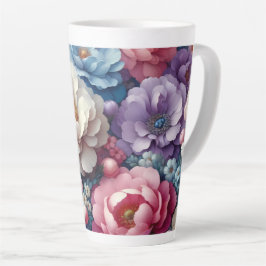 Caneca De Café Latte Caneca de Latte Floral Pastel 12 e 17 oz