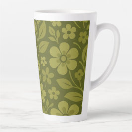 Caneca De Café Latte Caneca de Latte Floral Retro Verde 12 & 17 oz