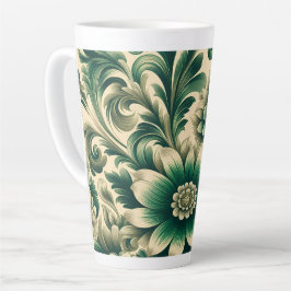 Caneca De Café Latte Caneca de Latte Floral Verde Estilo Vintage 12 & 1