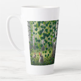 Caneca De Café Latte Caneca de Latte Floresta de Bétula Bunny 12 oz & 1