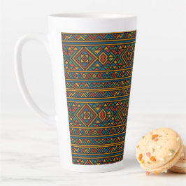 Caneca De Café Latte Caneca de Latte Geométrica Africana Ndebele Grande