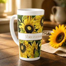Caneca De Café Latte Caneca de Latte Girassol de Dia Bonito