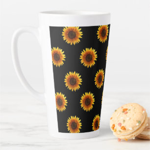 Caneca De Café Latte Caneca de Latte Girassol Preto