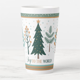 Caneca De Café Latte Caneca de latte grande com árvores de Natal minima