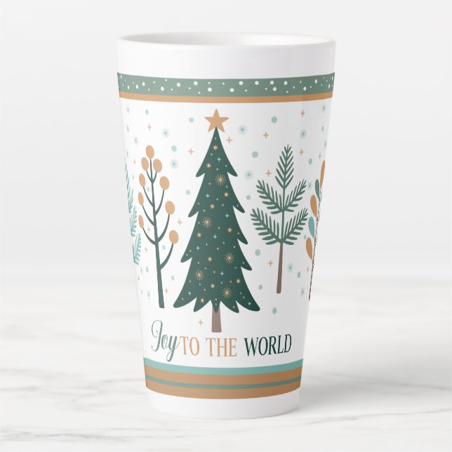 Caneca De Café Latte Caneca de latte grande com árvores de Natal minima (Frente)