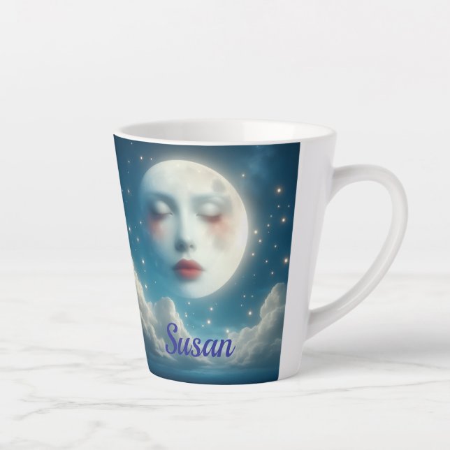 Caneca De Café Latte Caneca de latte lua linda (Direita)