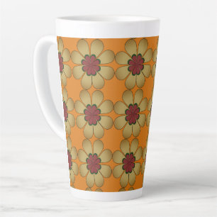 Caneca De Café Latte Caneca de Latte - Margaridas Estilizadas em Laranj