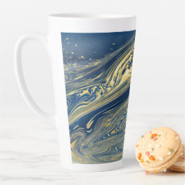 Caneca De Café Latte Caneca de latte metálica azul e dourada
