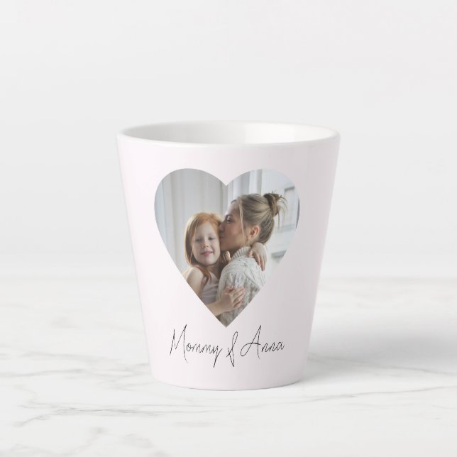 Caneca De Café Latte Caneca de Latte Personalizada para Mãe | Nome e Fo (Frente)
