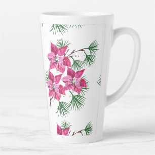 Caneca De Café Latte Caneca de latte Poinsettia Rosa