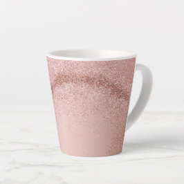 Caneca De Café Latte Caneca de Latte Rosa com Brilho em Dourado Rosado
