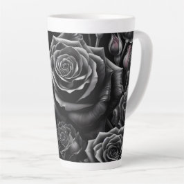 Caneca De Café Latte Caneca de Latte Rosa Floral Escura 12 e 17 oz