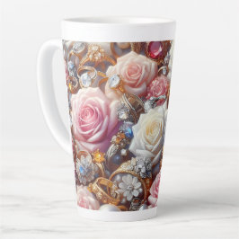 Caneca De Café Latte Caneca de Latte Rosas e Pedras Preciosas 12 & 17 o