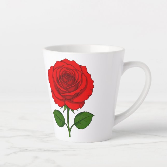 Caneca De Café Latte Caneca de Latte Rosas Vermelhas (Direita)