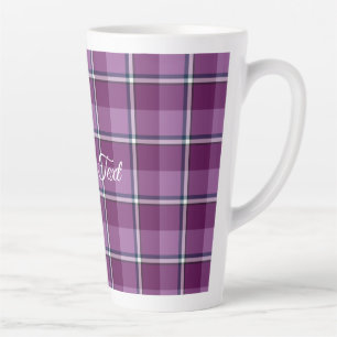 Caneca De Café Latte Caneca de Latte Roxa e Xadrez Rosa Moderno