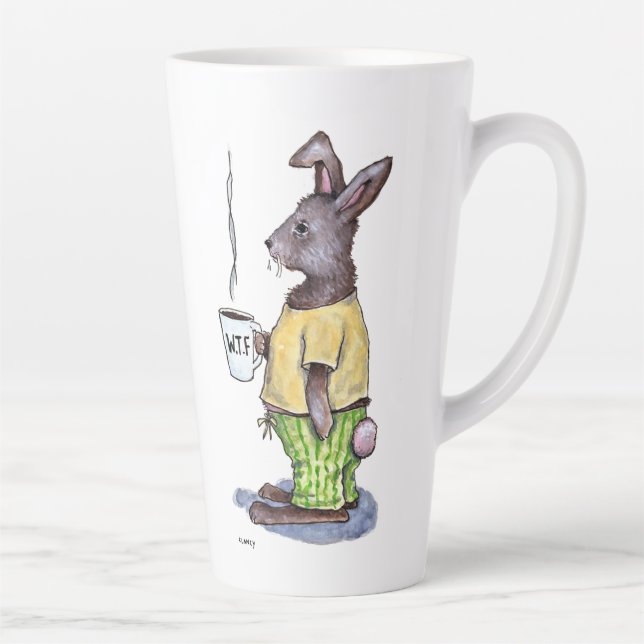 Caneca De Café Latte Caneca de latte WTF Rabbit (Direita)