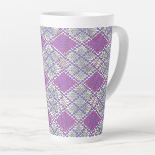 CANECA DE CAFÉ LATTE CANECA DE MALHA ARGYLE LILÁS ALTA LATTE