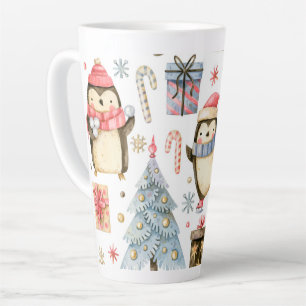 Caneca De Café Latte Caneca de Natal Penguins Latte