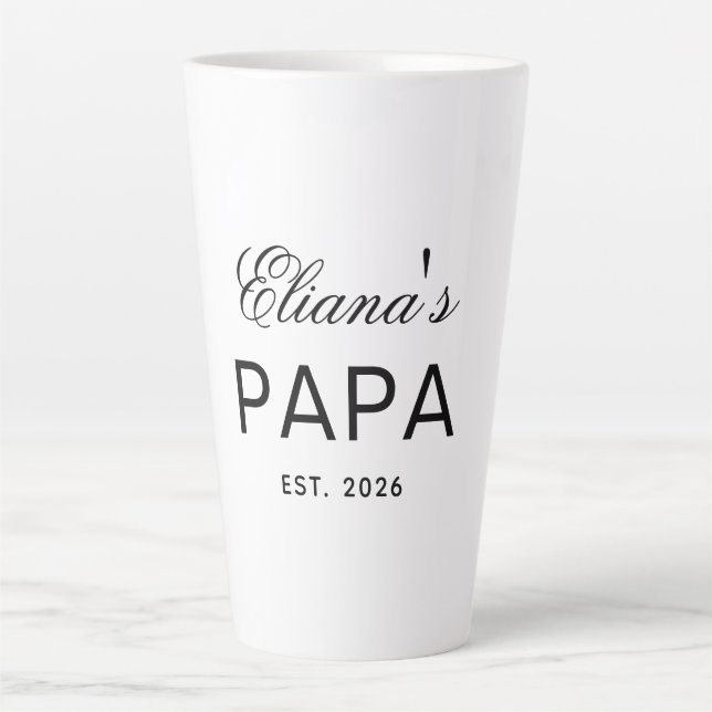 Caneca De Café Latte Caneca de Presente Personalizada Papa Latte Texto  (Frente)