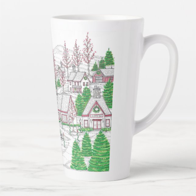 Caneca De Café Latte Caneca Grande de Latte Vila de Natal (Direita)