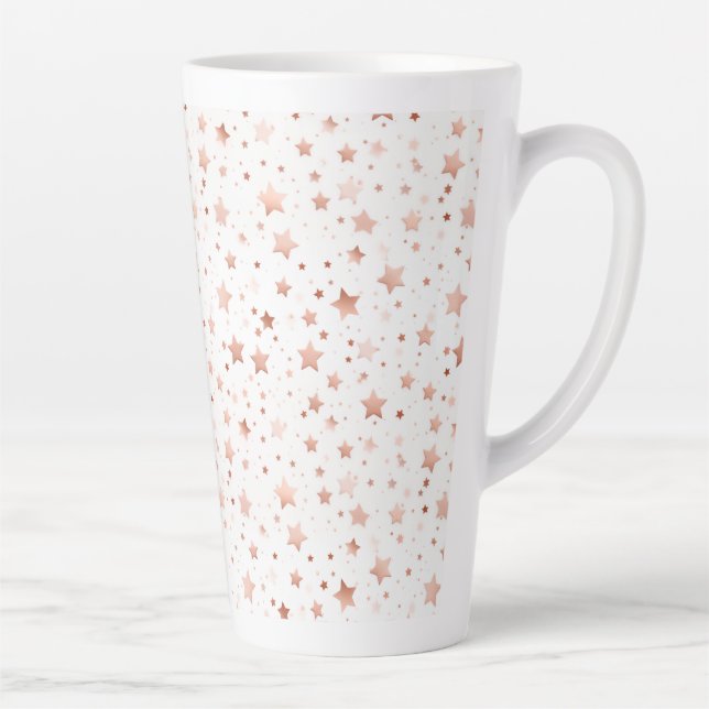 Caneca De Café Latte Caneca Grande Latte Estrelas Dourado Rosa Delicado (Direita)