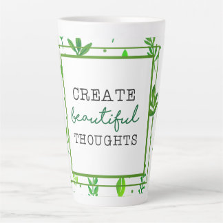 Caneca De Café Latte Caneca Grande para Latte | Estampa de Folhas Verde