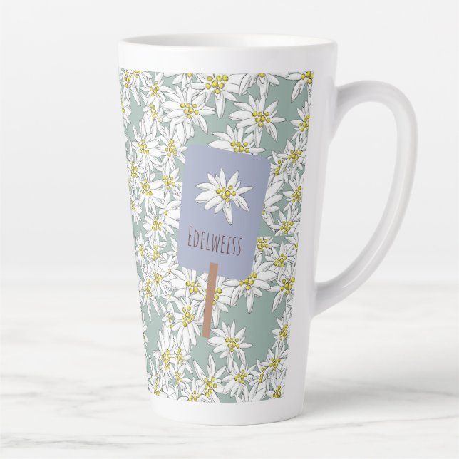 Caneca De Café Latte Caneca Latte Ilustrada Pela Mão Edelweiss (Direita)